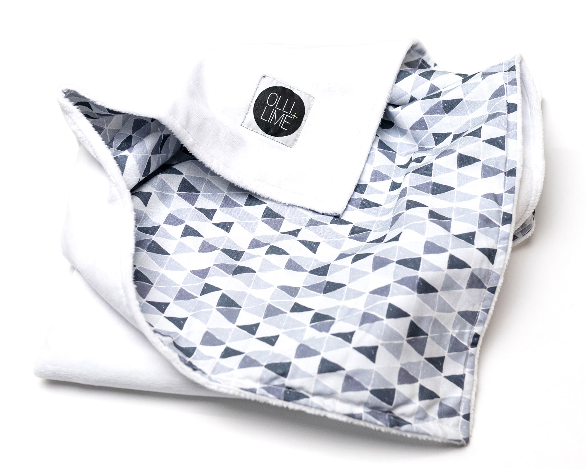Gray Banners Marching - Deluxe Nursery Bedding Set - Monochrome Mini-Triangles - Olli+Lime